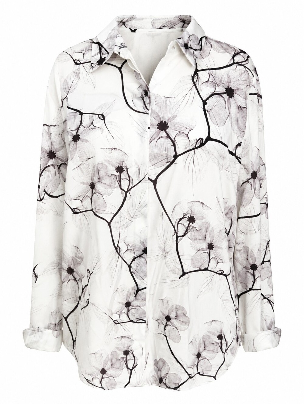 Elie Tahari Floral Print Collared Blouse Long Sleeve